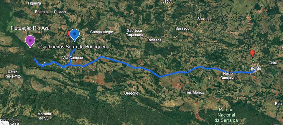 Localização Flutuação Rio Azul e Cachoeiras Serra da Bodoquena