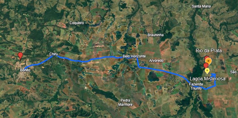 Rio da Prata e Lagoa Misteriosa Localizações