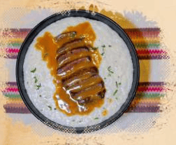 Arroz com ragu de filé soleado do Bacuri