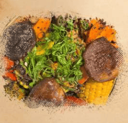 Macarrão de legumes e cogumelos do Restaurante Bacuri