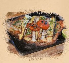 Pacu grelhado com palmito do Cerrado no Restaurante Bacuri