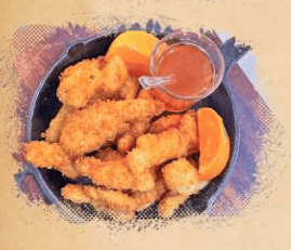 Tiras de jacaré empanadas no Restaurante Bacuri