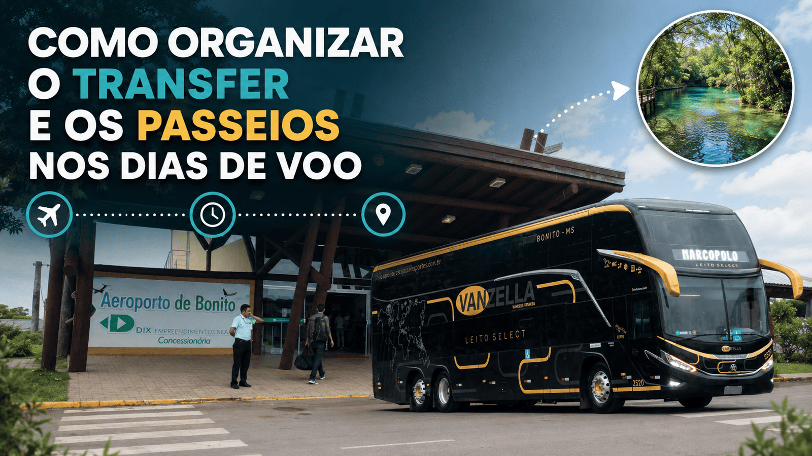 Transfer do Aeroporto de Bonito para hotel no centro da cidade